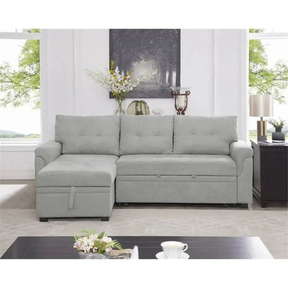 Convertible Modular Sectional Sofa  Reversible Design with Sleeper Bed & Concealed Chaise Compartment