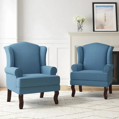 Classic Wingback Accent Chair Duo  Traditional Upholstered Armchairs for Living Spaces