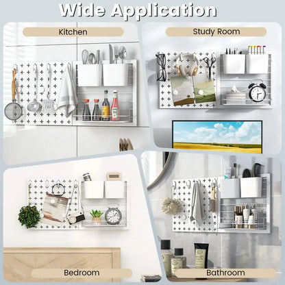 Modular Metal Pegboard Kit with Two Interlocking Panels & Mounting Hardware