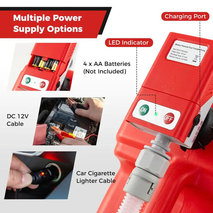 Portable Battery-Powered Fuel Transfer Pump  Adjustable Flow Rate & Nozzle