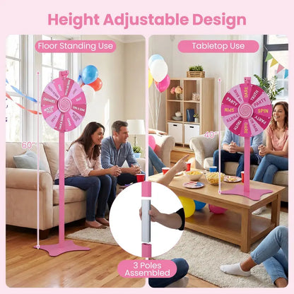 18-Inch or 24-Inch Adjustable Prize Wheel Kit with Chalkboard Marker, Eraser, and Spare Pointer