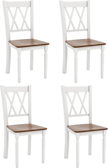 Set of 4 White Farmhouse Dining Chairs ¡ª Rubberwood Seats, Acacia Legs, High-Back Design, 360-LB Capacity