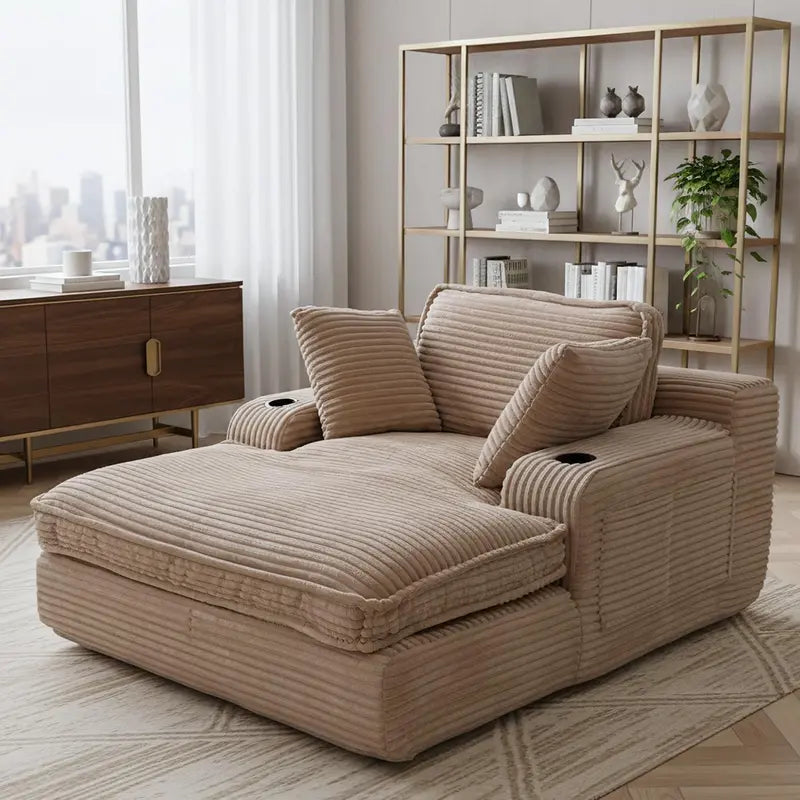 67-Inch Cloud-Like Chaise Lounge  Soft Boneless Design with Pillows and Side Pockets
