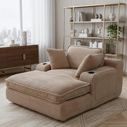 67-Inch Cloud-Like Chaise Lounge  Soft Boneless Design with Pillows and Side Pockets