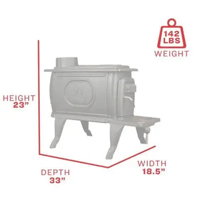 Logwood EPA-Exempt Cast Iron Wood Stove  900 Sq. Ft. Heating Capacity