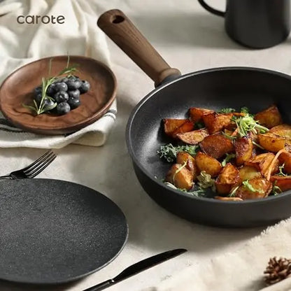 CAROTE 16pc Non-Stick Pots & Pans Set with Stay-Cool Handle  Black Induction Cookware