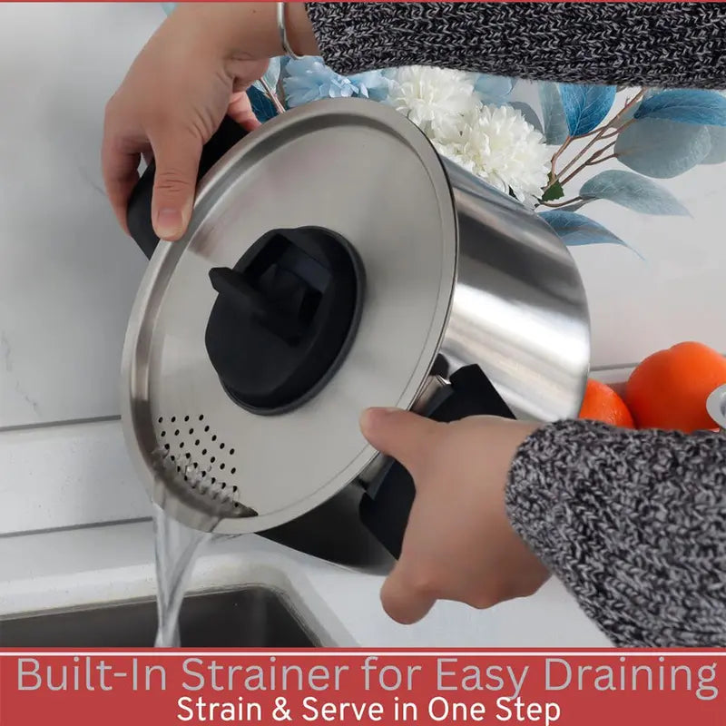 6-Piece Nesting Stainless Steel Camping Cookware with Detachable Handles