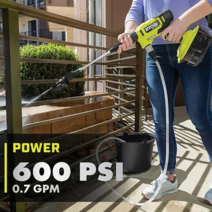 Ryobi ONE+ HP 18V Cordless Electric Pressure Washer  600 PSI, 0.7 GPM, 20 ft Siphon Hose