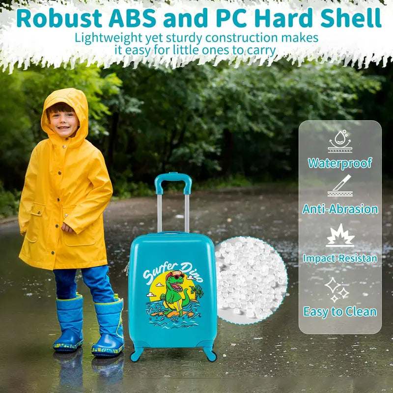 Children’s Rolling Luggage Set  2-Piece Blue Lightweight Suitcases with 360° Spinner Wheels
