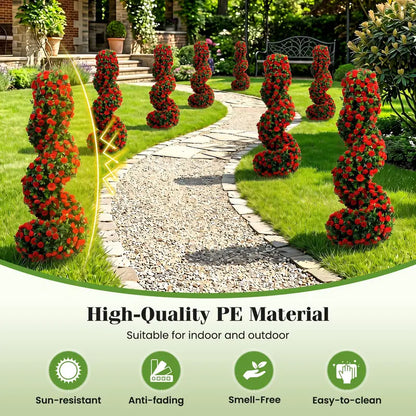 Set of Two 3-Foot Realistic Fake Rose Bushes  UV-Protected Outdoor Faux Plants with Ground Spikes
