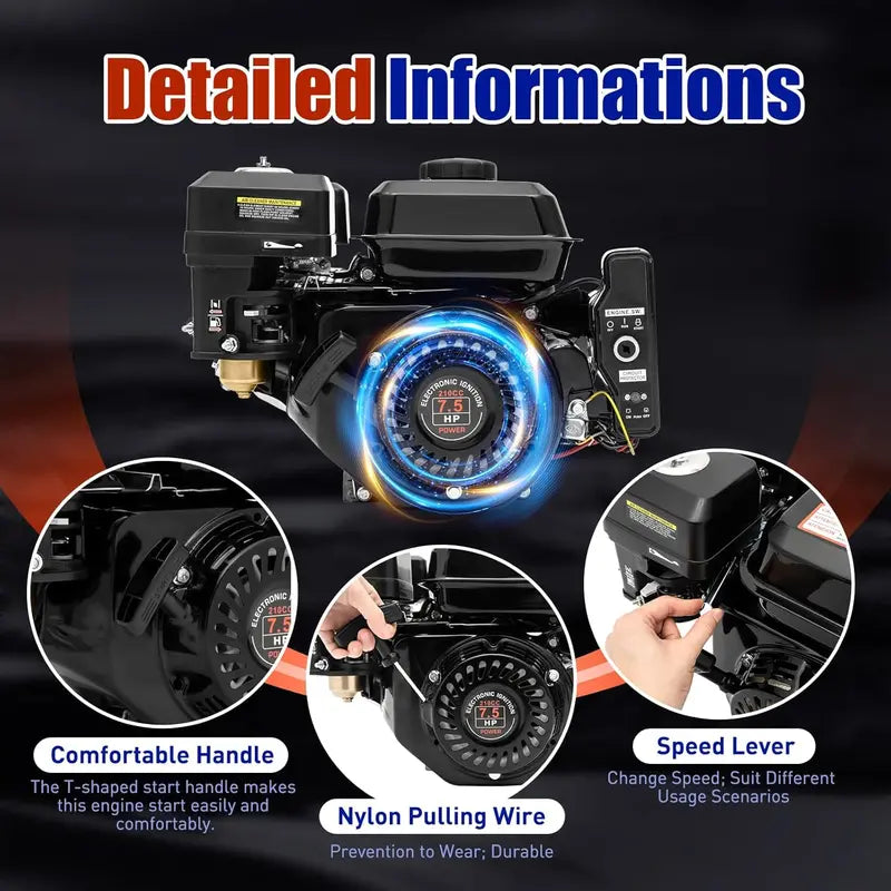 212cc 7.5HP Honda Electric Start OHV Engine for Go-Karts & Machinery