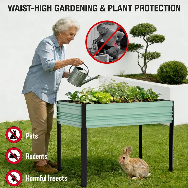 WORKPRO Galvanized Raised Garden Bed  47.2″ x 23.6″ x 31.5″, 600-LB Elevated Planter with Legs