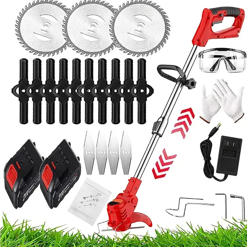 Cordless Electric Weed Trimmer  3-Blade Stringless Grass Cutter for Precision Edging