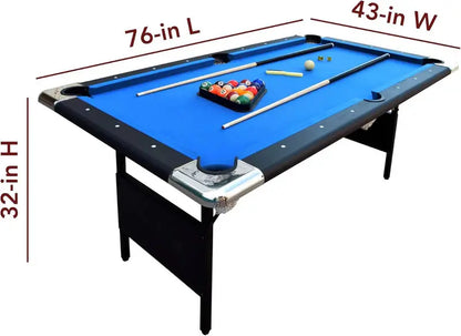 6-Foot Folding Billiard Table  Compact Adult Pool Table with Full Accessory Set & Space-Saving Design