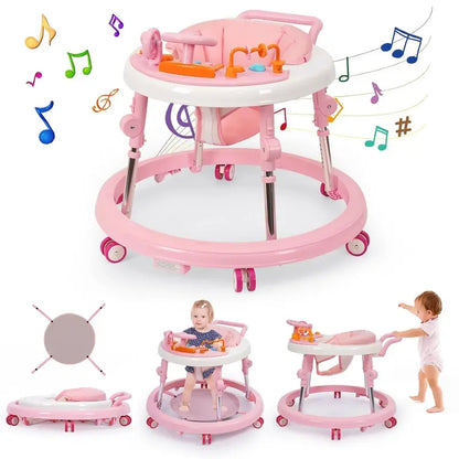 Wismind Foldable Baby Walker with Light-Up Piano Keys and Soothing Melodies