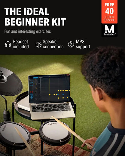 Donner DED-80 Electronic Drum Kit  Beginner-Friendly Set with Mesh Pads, 180+ Sounds, Headphones, Sticks, Throne, and Melodics Access
