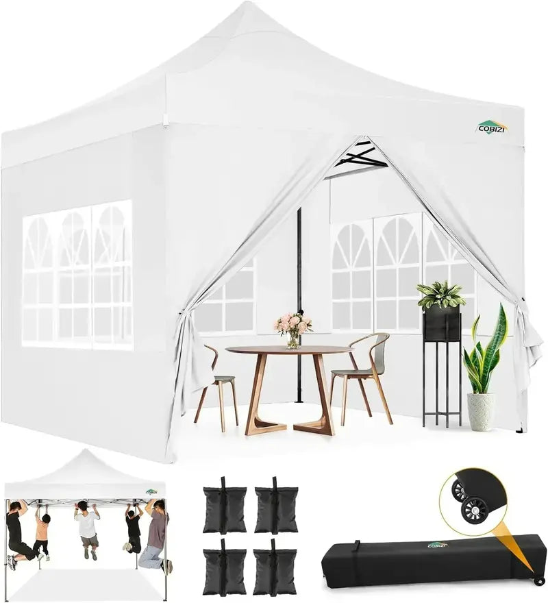COBIZI 10×20 Pop-Up Canopy Tent  Heavy-Duty Commercial Grade with 6 Sidewalls for Weddings and Parties