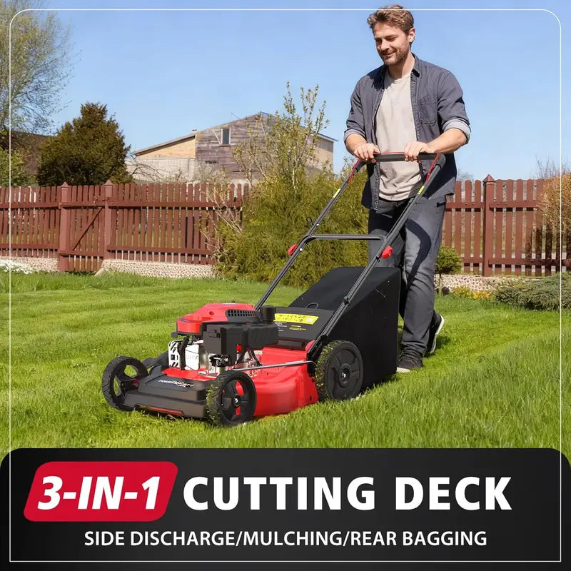 PowerSmart 21″ 144cc 3-in-1 Gas Push Mower with Grass Catcher