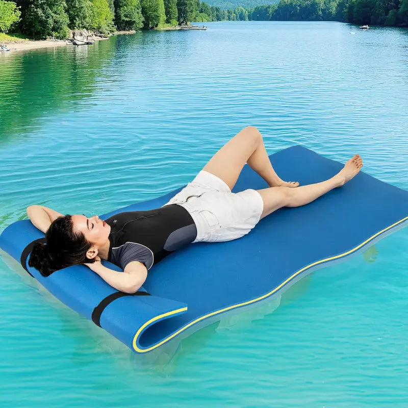 87-by-36-Inch Floating Water Mat with Rolling Pillow Design  Lily Pad Style