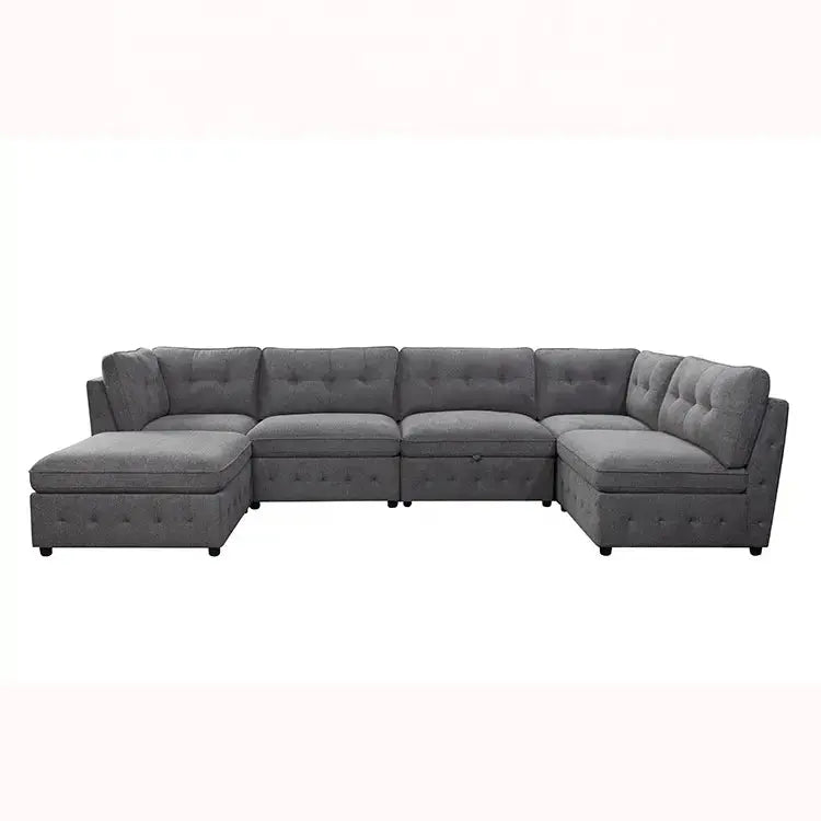 Customizable Fabric Sectional Set with Six Components