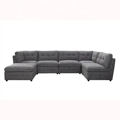Customizable Fabric Sectional Set with Six Components