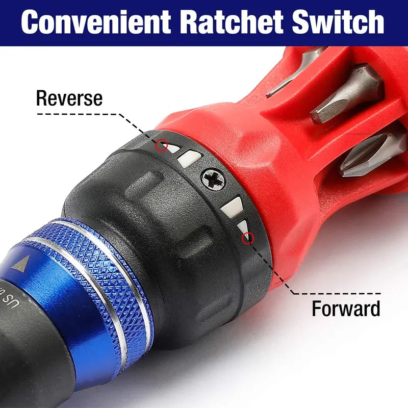WORKPRO 12-in-1 Ratcheting Multi-Bit Screwdriver with Quick-Load Mechanism