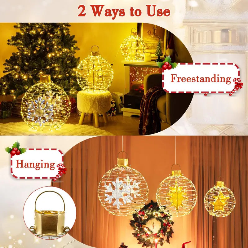 Three Pre-Lit Hanging or Ground Lantern Balls — 732 Bright LEDs, Includes Zip Ties and Stakes