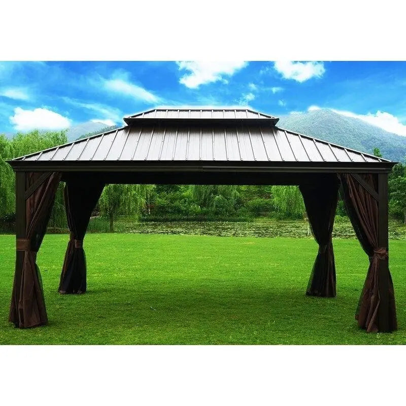 Alexander 16′ x 12′ Aluminum Garden Gazebo  Extra-Wide Outdoor Shelter