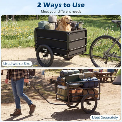 70.5″ x 28″ x 26″ Heavy-Duty Bike Cargo Trailer for Bicycles