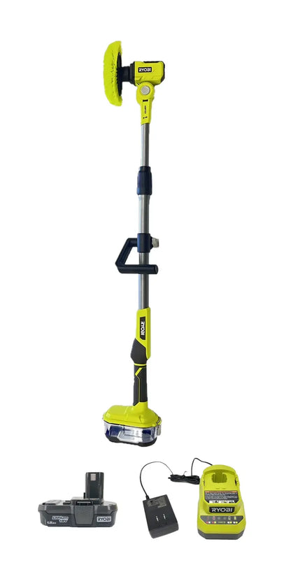 RYOBI ONE+ 18V Telescoping Power Scrubber Kit  Includes Battery, Charger & Extension Handle