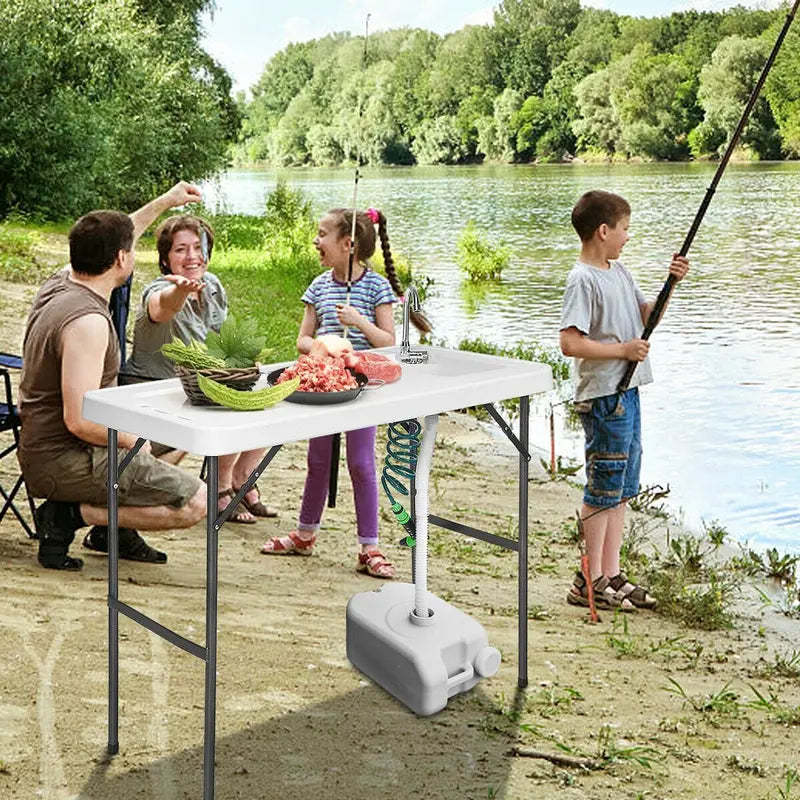 Foldable Fishing Table with Sink  Portable Fillet & Cleaning Station for Hunting and Camping