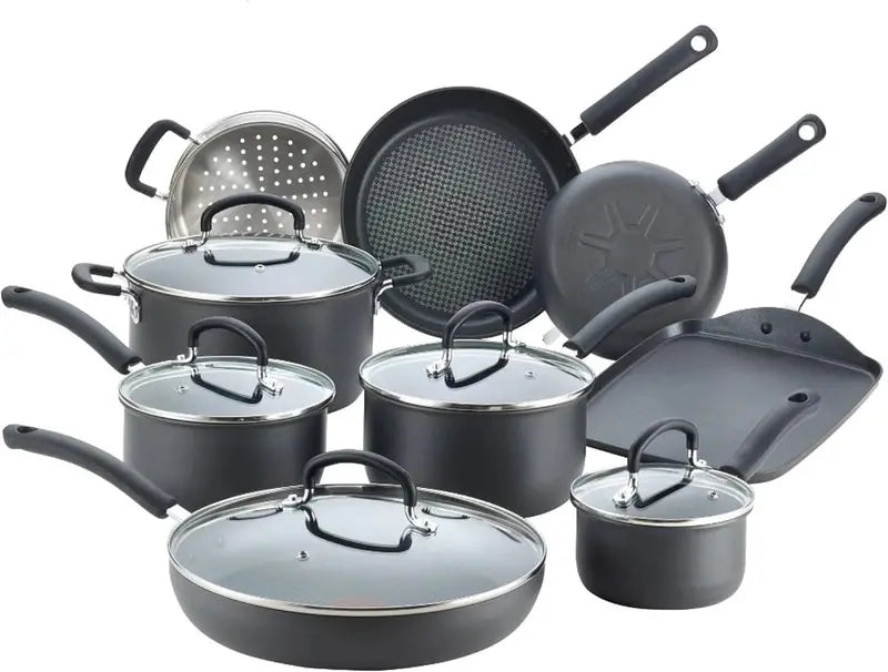 17-Piece Ultimate Hard-Anodized Cookware Collection  Oven-Safe to 400°F, Dishwasher-Friendly, Includes Fry Pans, Saucepans, Griddle, and More