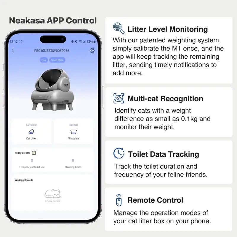 Neakasa M1 Self-Cleaning Cat Litter Box, Open-Top, Large Capacity, App-Connected, Quiet Operation