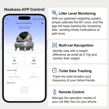 Neakasa M1 Self-Cleaning Cat Litter Box, Open-Top, Large Capacity, App-Connected, Quiet Operation