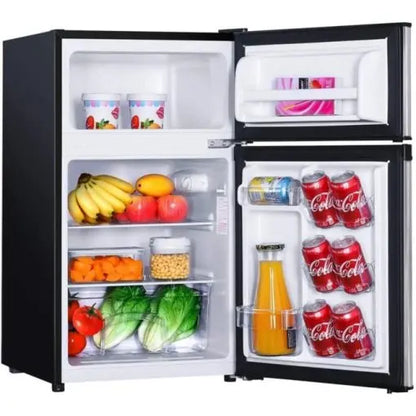 Brand Mini Fridge with Freezer, 3.1 Cu.Ft, Energy Efficient Compact Refrigerator, LED Light, 2-Door Design
