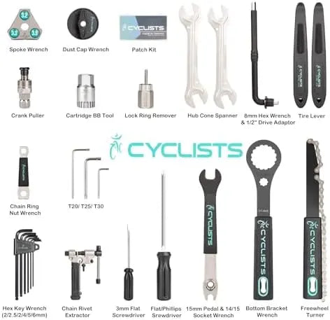 22-Piece Bike Tool Kit with Portable Storage Case for Road & Mountain Bikes