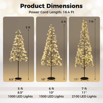 5/6/7-Foot Pre-Lit LED Alpine Tree with 1000 Warm White Lights and Stable Weighted Base