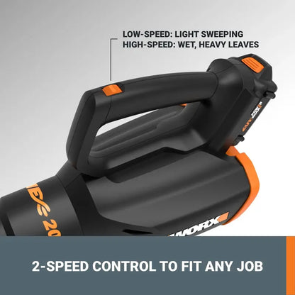 Worx 20V Turbine Leaf Blower  Two-Speed Cordless Yard Cleanup Tool