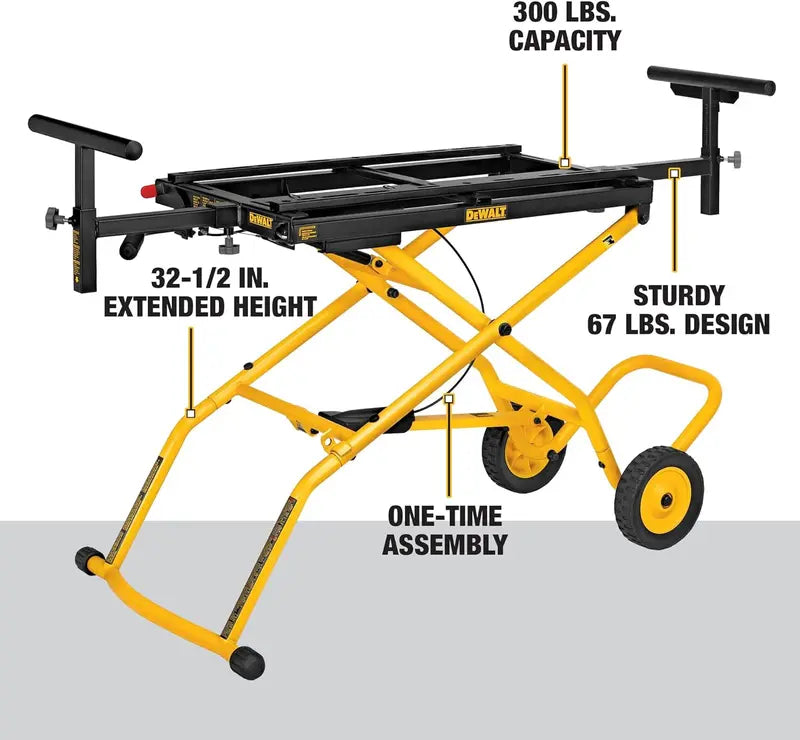 DEWALT DWX726 Rolling Miter Saw Stand, Yellow, Portable with Wheels