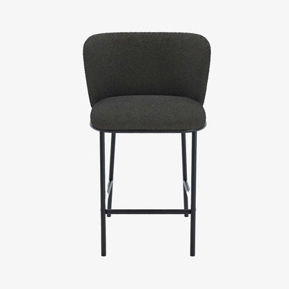 Lot de 2 tabourets de bar tissu boucl  gris fonc  C sar