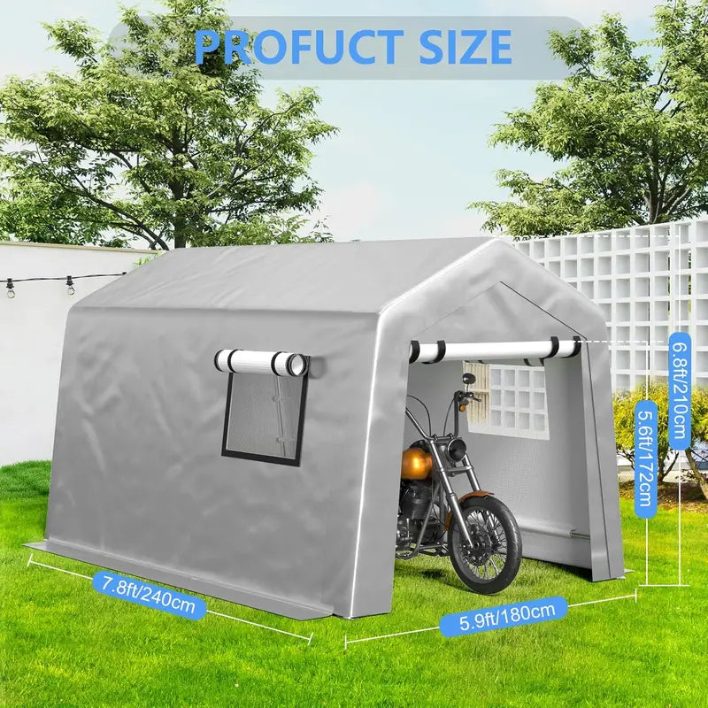 6 ft × 8 ft Portable Carport Tent  Heavy-Duty Four-Season Garage Tent with Removable Side Walls