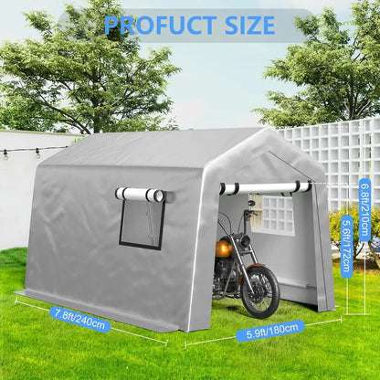 6 ft × 8 ft Portable Carport Tent  Heavy-Duty Four-Season Garage Tent with Removable Side Walls