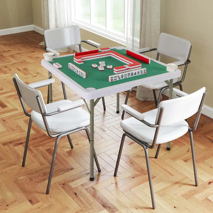 Costway 35-Inch Folding Mahjong Table  Green Felt Surface, Cup Holders & Carrying Handle