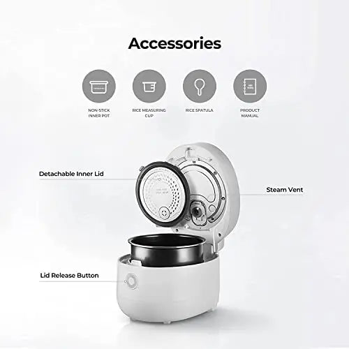 CUCKOO 6-Cup Micom Rice Cooker with Nonstick Inner Pot and Smart Cooking Technology — White Finish