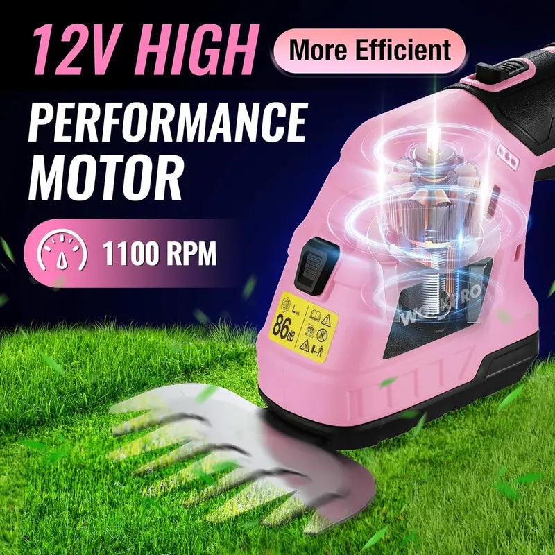 WORKPRO 12V Cordless 2-in-1 Grass & Shrub Trimmer  2.0Ah Battery + Fast Charger