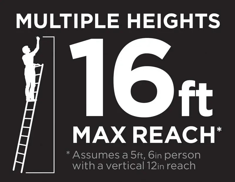 SmartClose Telescoping Aluminum Ladder  12.5 ft Extendable, 16 ft Max Reach, 300-lb Capacity
