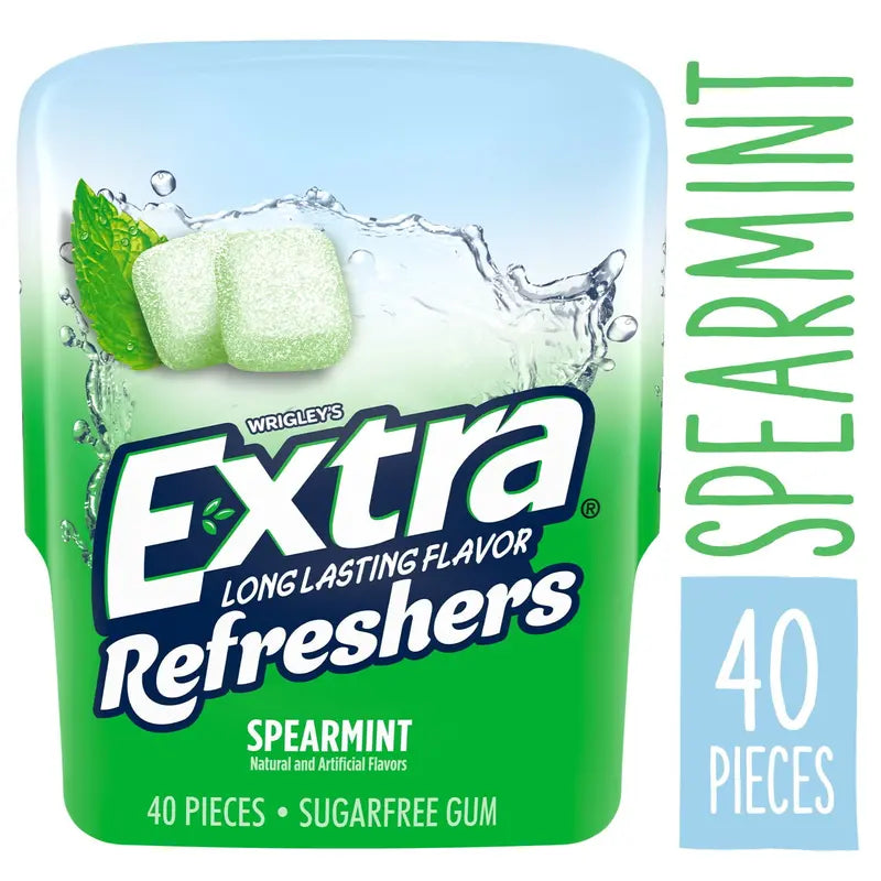 Extra Refreshers Spearmint Sugar Free Chewing Gum  40 Pieces Bottle