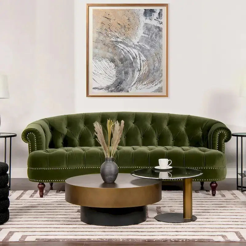 La Rosa 84-Inch Mid-Century Velvet Chesterfield Sofa  Tufted & Upholstered