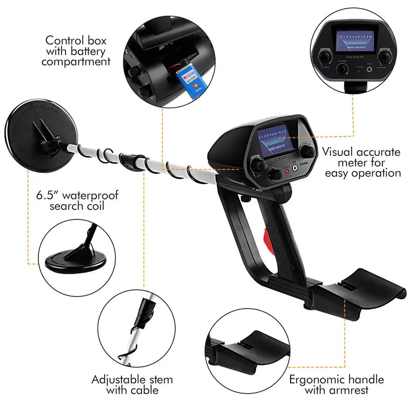 High-Precision Adjustable Metal Detector  Professional Gold & Relic Finder