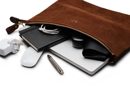 Suede Flight Folio XL - Tobacco Brown